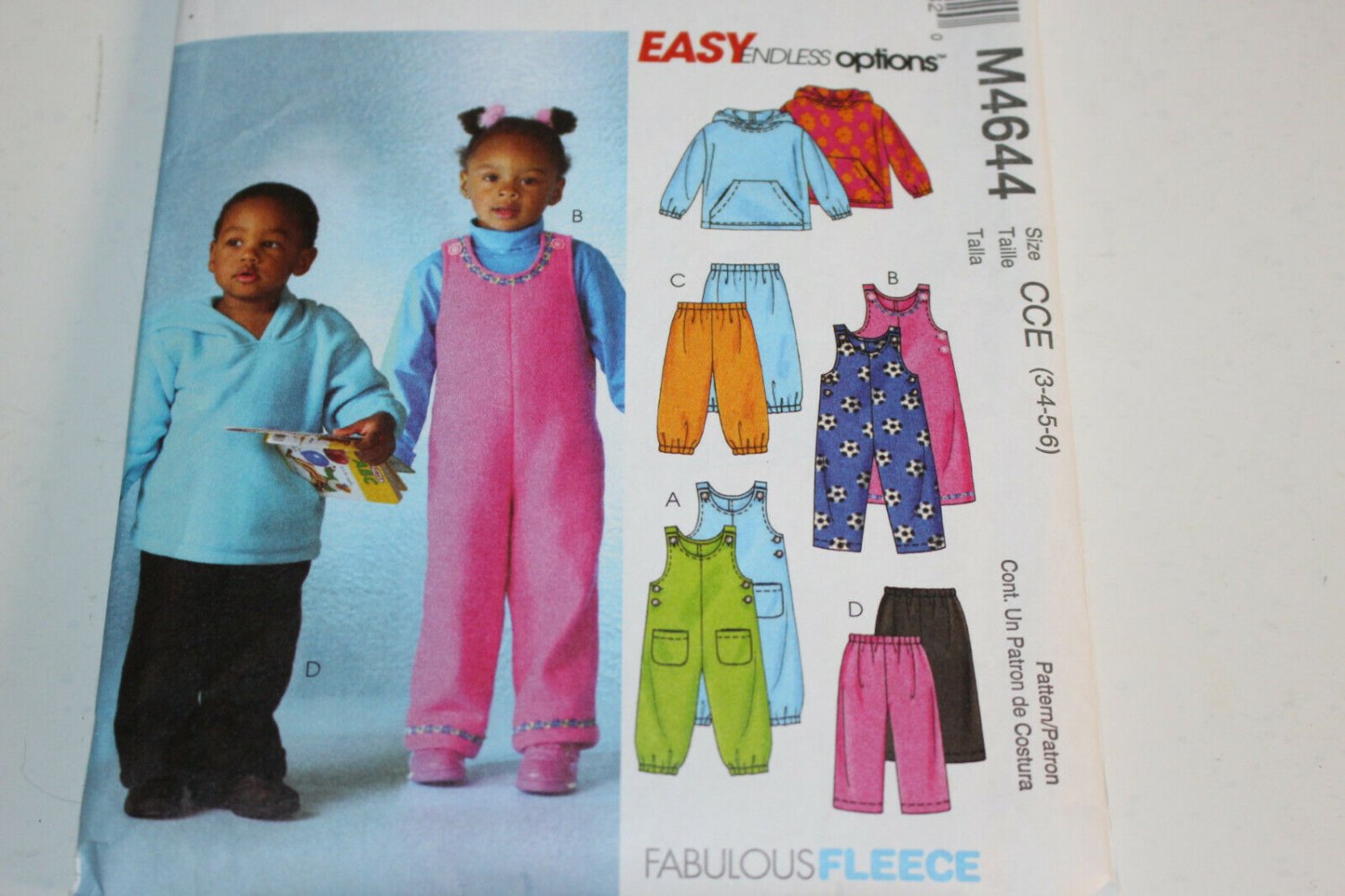 McCalls Pattern M4644 Easy Toddlers Childrens Top Jumpsuit Pants Sizes 1 2 3 4