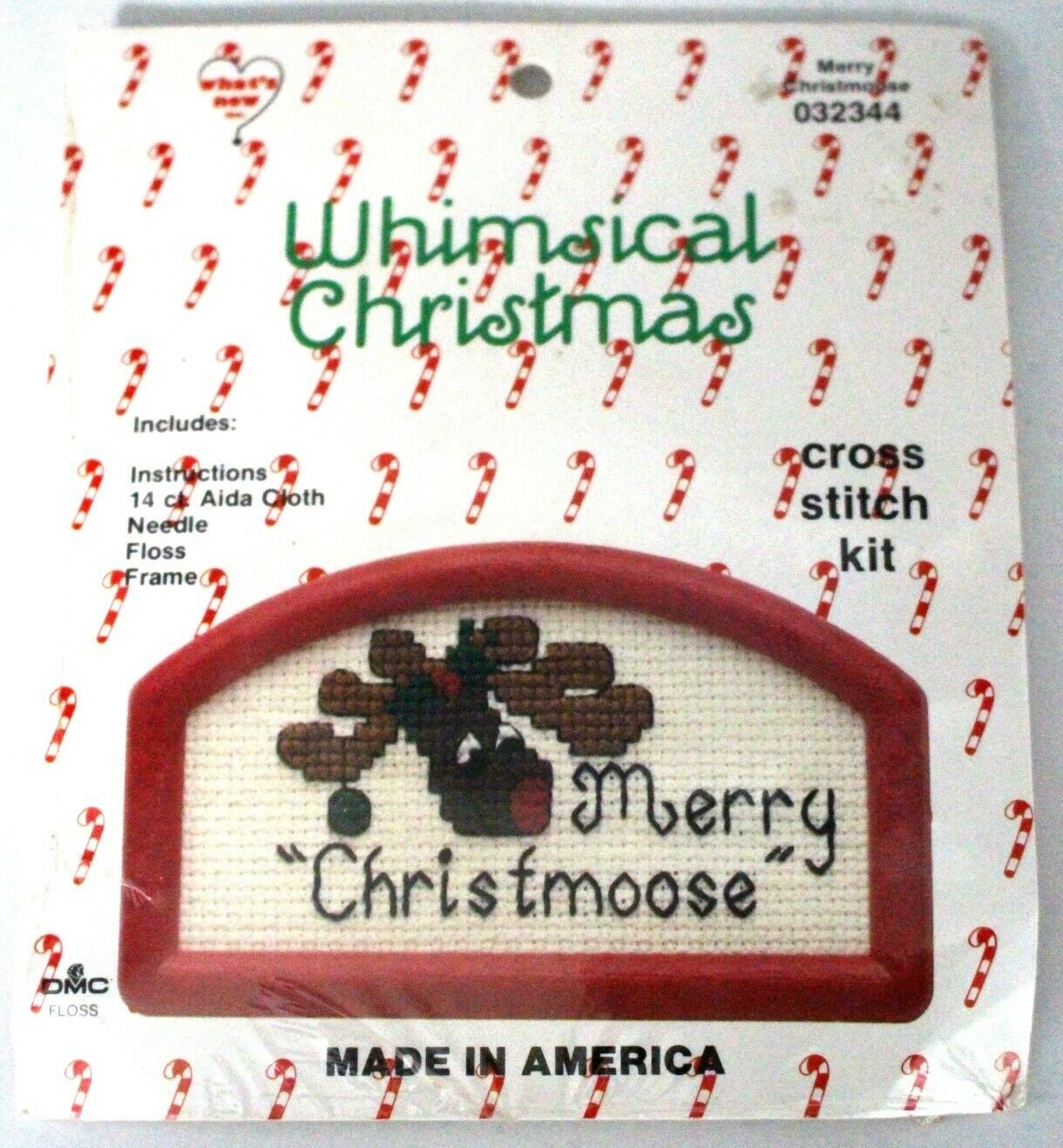 Counted Cross Stitch Kit Merry Christmoose Christmas Ornament 2.5x4.5 w Frame
