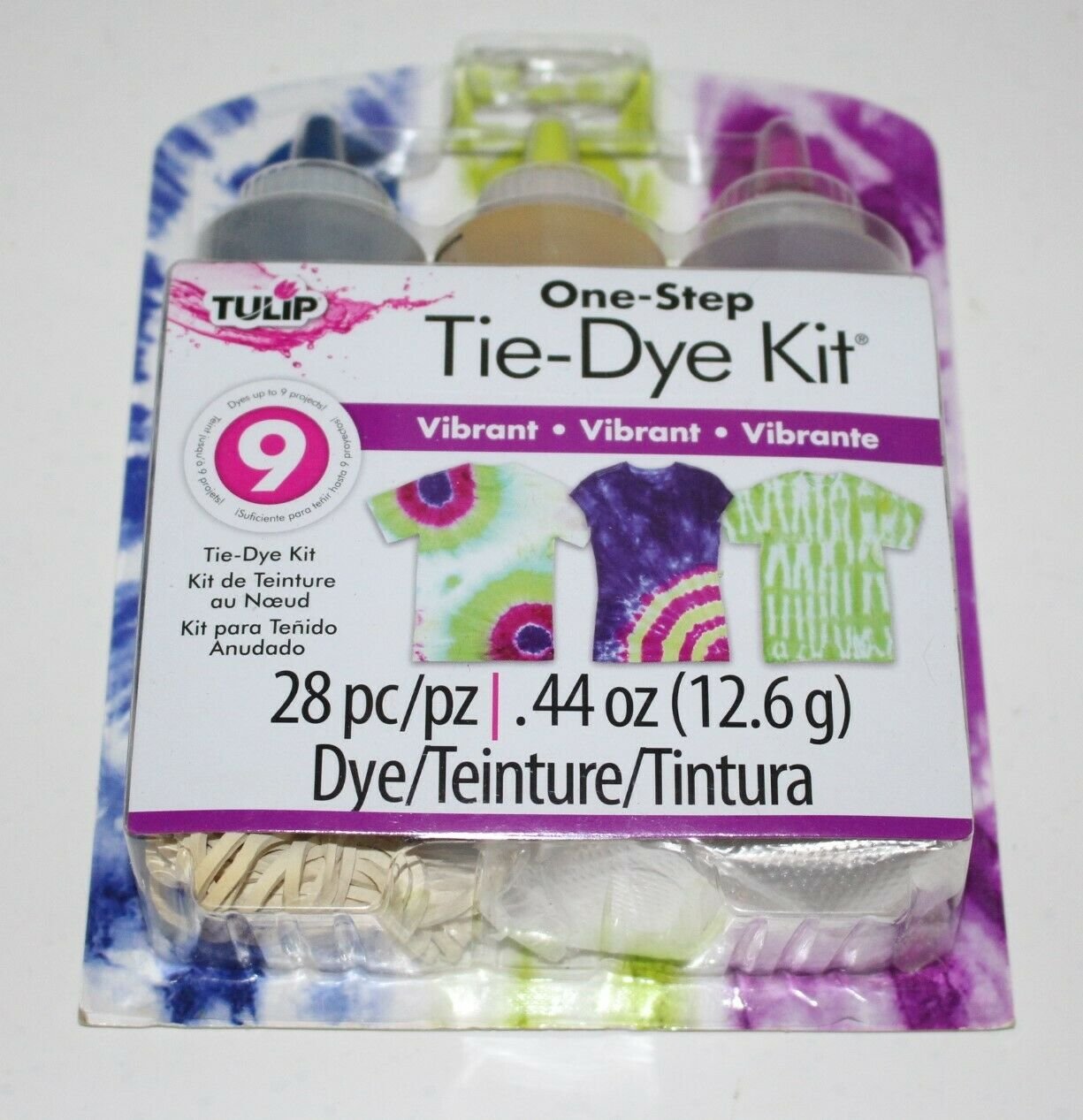 Tulip One-step tie dye kit 28 pc PARADISE PUNCH 3 Colors Blue Lime Violet