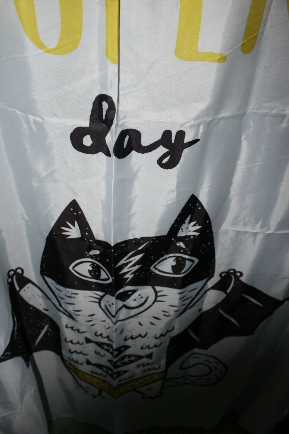 Have A SUPER Day Super Bat Cat Dog Print Polyester Shower Curtain w Rings 71"