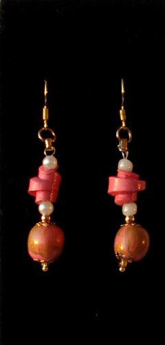 Artisan Pink Swirl Earrings-Accented