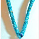 Shimmering Metallic BroadwayYarn-Knitted Necklace w/pendant