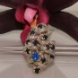 Vintage 14k White gold Natural Blue Sapphire Cluster Cocktail antique ring band
