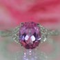 Estate 10k White gold Natural Pink Topaz & Diamond Solitaire ring band 1.73ctw