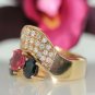 14k Yellow gold Natural Untreated Ruby & Blue Sapphire Diamond Cocktail ring 4ct