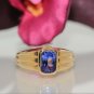 Estate 14k Yellow gold Natural D'Block Tanzanite & Diamond solitaire ring 1.03ct
