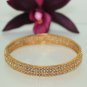 Estate 22k Yellow gold natural Rose Cut Diamond 3 row Bezel Bangle Bracelet 6.41