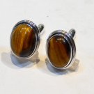 Tigers Eye Fabulou Sterling Silver 925 Cufflink Round Men Awesome Marvelous C72