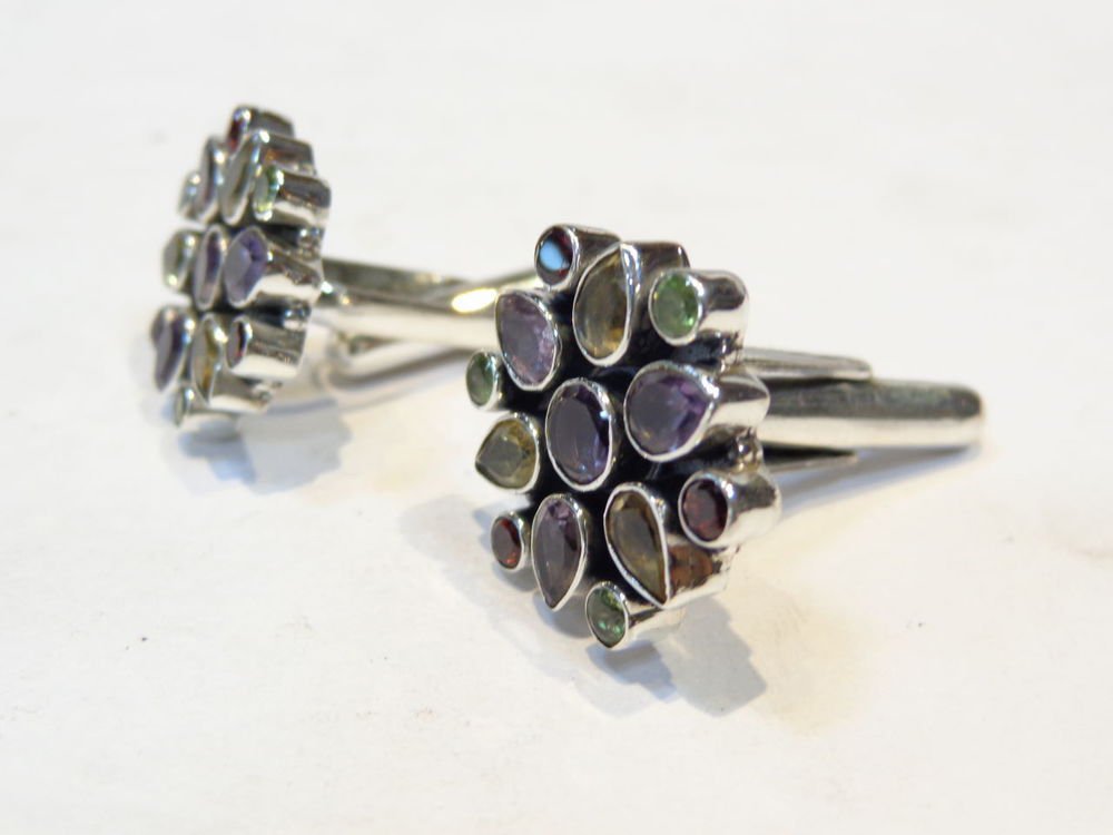Multi Color Sterling Silver 925 Cufflink Jewellery Mens Fabulous Marvelous C57