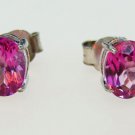 Pink Amethyst Earring Stud Sterling Silver 925 Handmade Marvelous Fabulous F17
