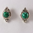 Beautiful  Malachite Studs Earring 925 Sterling Silver Jewellery Green E275