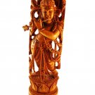Amazing Wooden Handmade Lord Krishna Handicraft In Wood Color