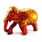 Amazing Wooden Handmade Elephant In Orange Color Great Golden Work Over Elephant
