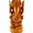 Amazing Wooden Handmade Lord Ganesh Elephant With Wood Color