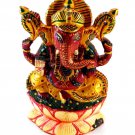Beautiful Handmade Wooden Lord Ganesh Elephant With Golden Color Work