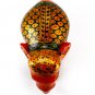 Amazing Wooden Handmade Elephant In Orange Color With Great Golden Work Over Elephant