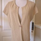 Jones New York Women's Beige Camel Tan SHORT SLEEVE CARDIGAN SIZE XL NEW
