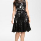 XSCAPE WOMEN'S BLACK SLEEVELESS OCCASION COCKTAIL OVERLAY MESH DRESS SIZE 12 NEW