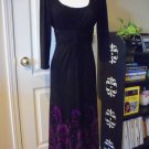 JONES NEW YORK WOMEN'S BLACK PURPLE 3/4 SLEEVE CASUAL DRESS SIZE 4