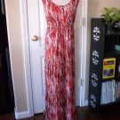 ST. JOHN BAY'S WOMENS ORANGE BROWN WHITE SLEEVELESS MAXI DRESS SIZE M NEW