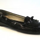 MICHAEL KORS WOMEN'S Black Leather Snake embossed Moccasin Flats Shoes 6.5M