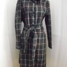 TEX by MAXAZRIA WOMEN'S LONG COAT WOOL JACKET PLAID GRAY PINK SIZE L EXCELLENT!