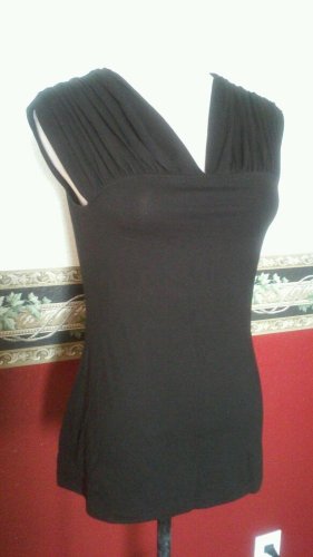 BCBG MAXAZRIA WOMEN'S BLACK SLEEVELESS GATHERING V NECK BLOUSE KNIT TOP SIZE S