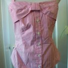 ETC WOMENS WHITE RED STRIPE COTTON SLEEVELESS CASUAL SHIRT BLOUSE TOP SIZE 6 NEW