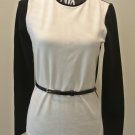 LAUREN RALPH LAUREN White Black Long Sleeve Knit SHIRT Blouse Top Size M PETITE