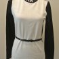 LAUREN RALPH LAUREN White Black Long Sleeve Knit SHIRT Blouse Top Size M PETITE