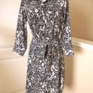 AGB Women's WHITE GRAY BLACK ANIMAL PRINT 3/4 SLEEVE SHIRT DRESS SIZE 2 NEW