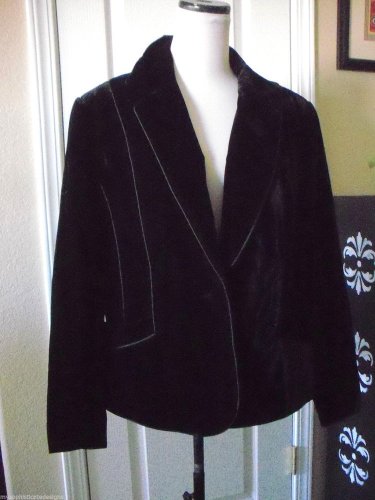 LANE BRYANT WOMEN'S BLACK VELVET VELOUR CASUAL CAREER BLAZER JACKET Size 18 NEW
