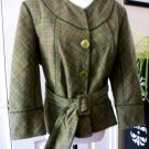 NINE WEST WOMEN'S OLIVE GREEN WOOL BLEND TWEED Jacket Blazer SIZE 12 EXCELLENT!