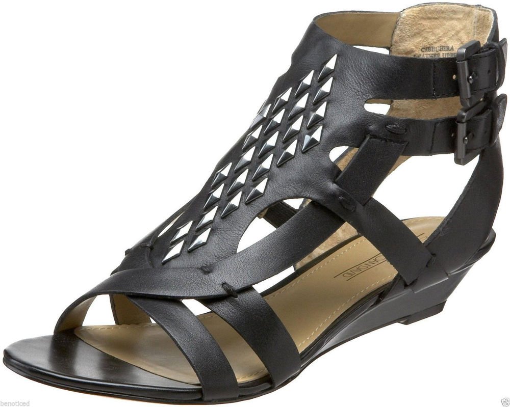 JOAN & DAVID WOMEN'S GLADIATOR SANDALS BLACK Leather SANDALS Shoes Size ...