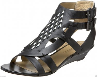 JOAN & DAVID WOMEN'S GLADIATOR SANDALS BLACK Leather SANDALS Shoes Size 6M NEW