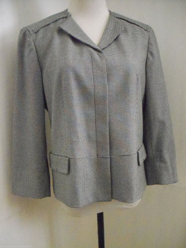 CALVIN KLEIN WOMEN'S BLACK WHITE 3/4 SLEEVE BLAZER JACKET SIZE 10