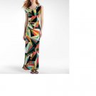 WORTHINGTON WOMEN'S BLACK YELLOW TURQUOISE MAXI DRESS SIZE M NEW