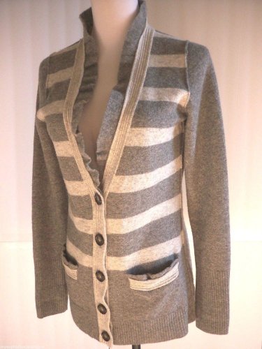 BANANA REPUBLIC WOMEN'S GRAY EXTRA FINE MERINO WOOL KNIT Cardigan Size S