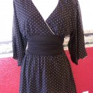 MAX STUDIO M WOMEN'S OFF WHITE BLACK V-NECK 3/4 SLEEVE KNIT TUNIC TOP SIZE M 8