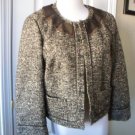 TALBOTS WOMEN'S BEIGE BROWN 3/4 Sleeve Wool Alpaca Tweed Jacket SIZE 8 NEW