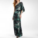 a.n.a. WOMEN'S WHITE AQUA BLACK ANIMAL PRINT MAXI DRESS SIZE L NEW