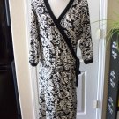 MAX STUDIO M WOMEN'S OFF WHITE BLACK PRINT 3/4 SLEEVE WRAP DRESS SIZE 3X NEW