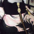 MANOUSH WOMEN'S PINK GOLD BLACK 3/4 BELL SLEEVE PUFFER JACKET COAT SIZE L