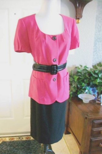 JONES NEW YORK WOMEN'S BLACK PINK BLACK SKIRT SUIT SIZE 6 NEW