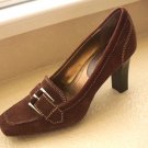 NINE & CO NINE WEST BROWN SUEDE LEATHER COMFY HEELS WOMEN'S SHOES SIZE 9M