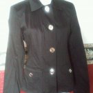 JONES NEW YORK WOMEN'S BLACK STRETCH COTTON SILVER BUTTONS JACKET SIZE S NEW