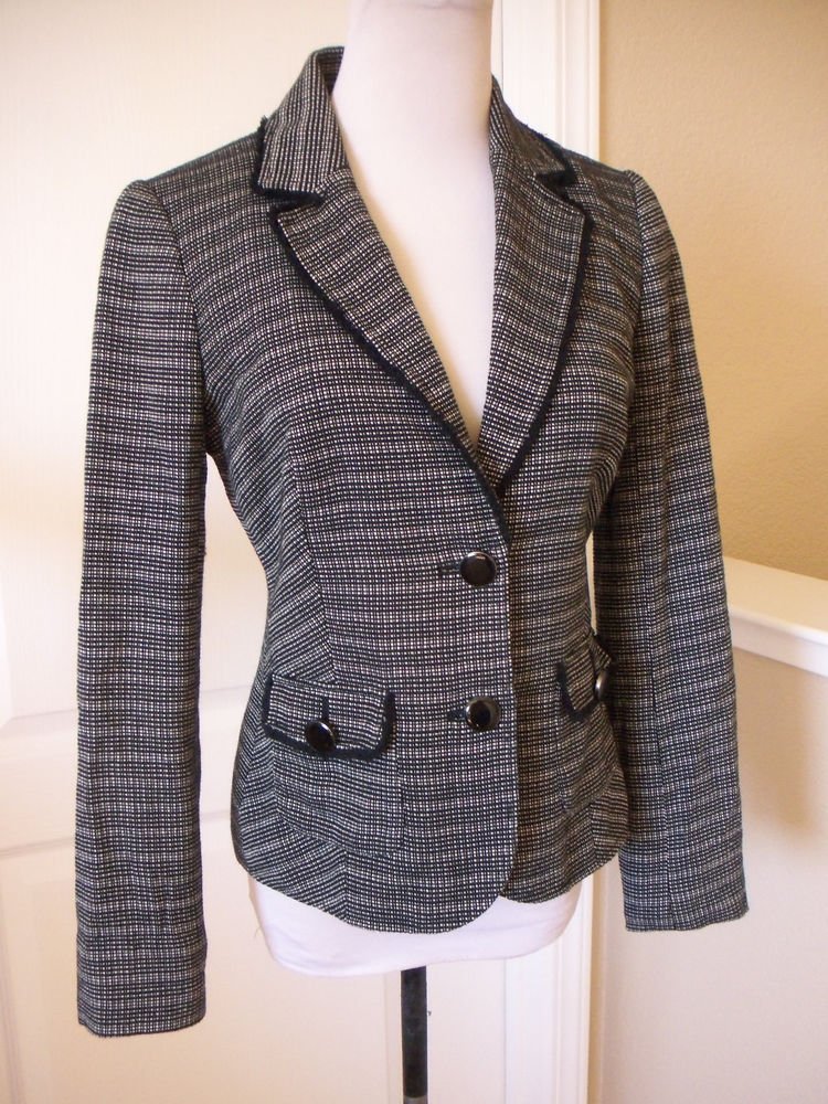 THE LIMITED WOMEN'S BLACK WHITE CAREER SUIT TWEED BLAZER JACKET SIZE XS NEW