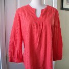 CHARTER CLUB WOMEN'S CORAL 3/4 SLEEVE TUNIC TOP SIZE 12P NEW