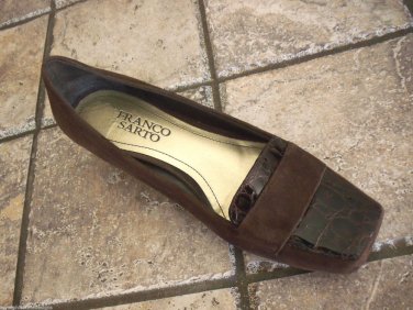 Franco Sarto Women's Brown SUEDE PATENT LEATHER SLIP ON Shoes&Acirc;&nbsp;SiZE 5.5