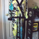 ALFANI WOMEN'S AQUA BLACK YELLOW V NECK 3/4 SLEEVE FAUX WRAP KNIT DRESS SIZE 3X